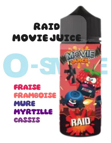 Raid "Fraise, Framboise, Mûre, Myrtille, Cassis"- 100ml - Movie Juice by Secret's LAb Raid "Fraise, Framboise, Mûre, Myrtille, Cassis"- 100ml - Movie Juice by Secret's LAb