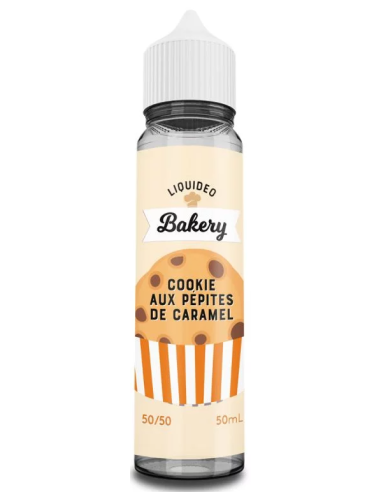 chez osmoke Cookie aux pépites de caramel de la collection Tentation de liquideo . Moelleux, fondant, un cookie tellement irrés