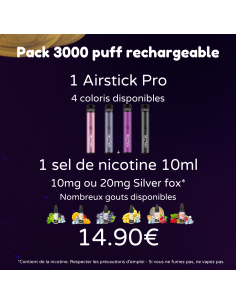 Pack Nomad: Airstick pro 500 + liquide 10 ml au choix.