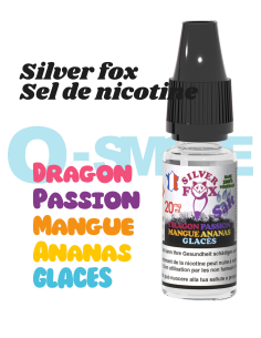 Silver Fox sel de nicotine "Dragon, passion, mangue, Ananas, Glacés" puff saveur - VIP 10ml