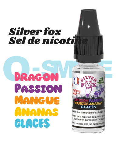 Silver Fox sel de nicotine "Dragon, passion, mangue, Ananas, Glacés" puff saveur - VIP 10ml