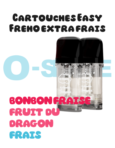 Cartouches EASY - Freho "Bonbon fraise, Fruit du dragon, extra frais" X2 "E.tasty