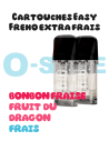 Cartouches EASY - Freho "Bonbon fraise, Fruit du dragon, extra frais" X2 "E.tasty
