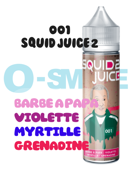 001"Barbe à papa, Violette, Myrtille, Grenadine"- SQUID JUICE 2-50ML