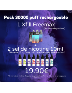 Pack 30000 puff pod rechargeable - Xfill + 2x10ml au choix
